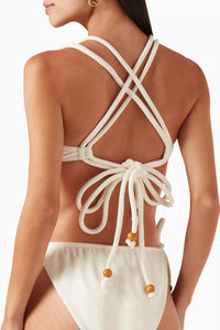 Lani string bikini bottoms with drawstrings - Ivory