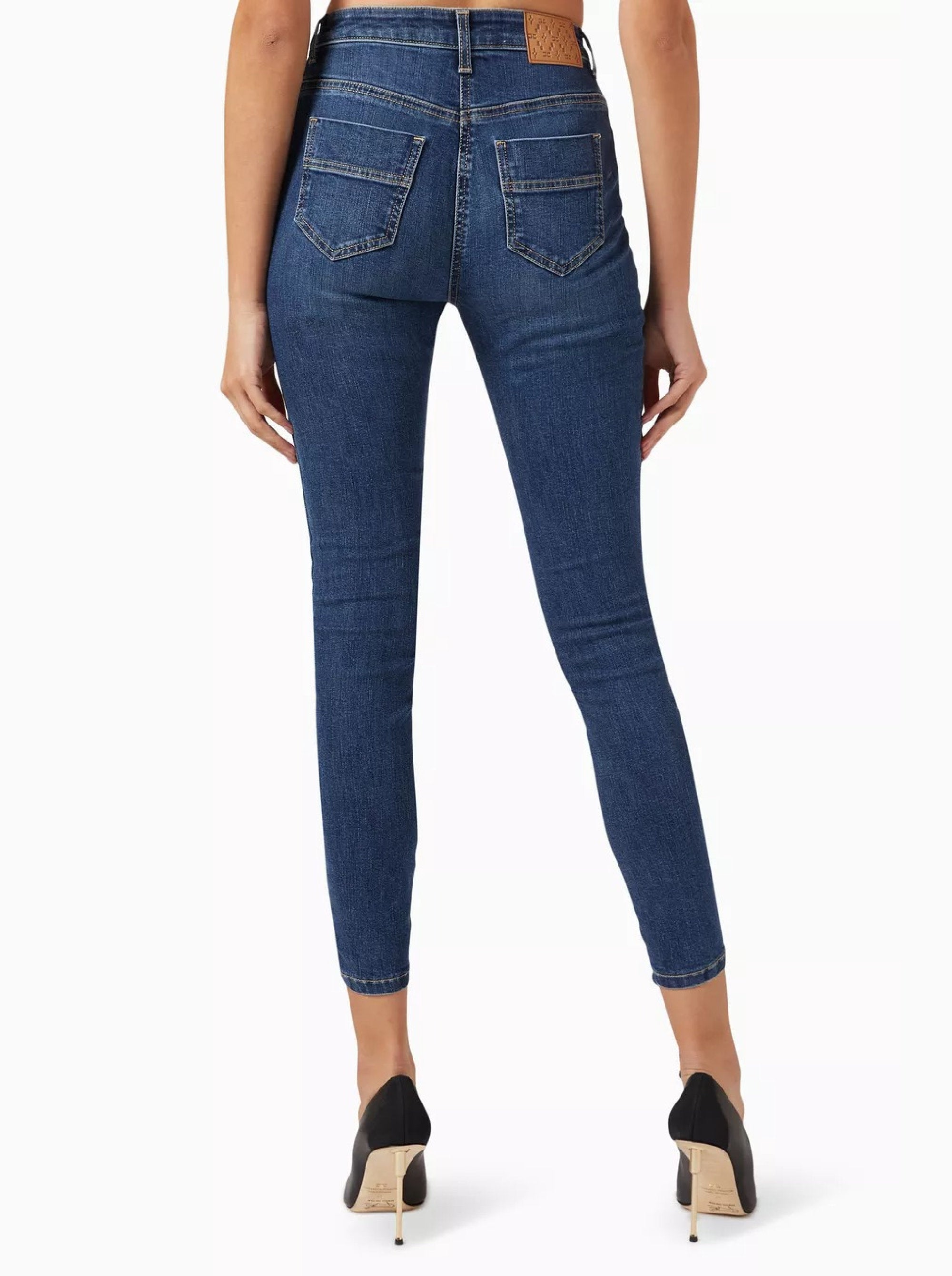 Pantalon slim à laçage latéral en denim - Denim