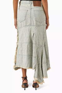 Jupe Monorgram asymétrique en denim - Bleu