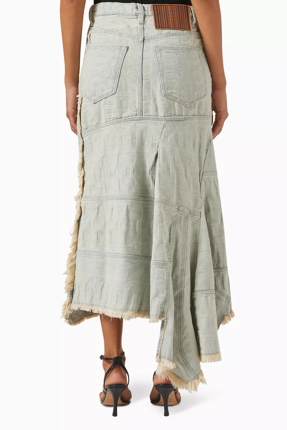 Jupe Monorgram asymétrique en denim - Bleu