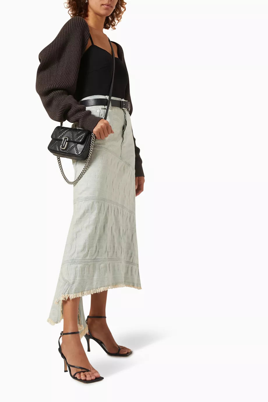 Jupe Monorgram asymétrique en denim - Bleu