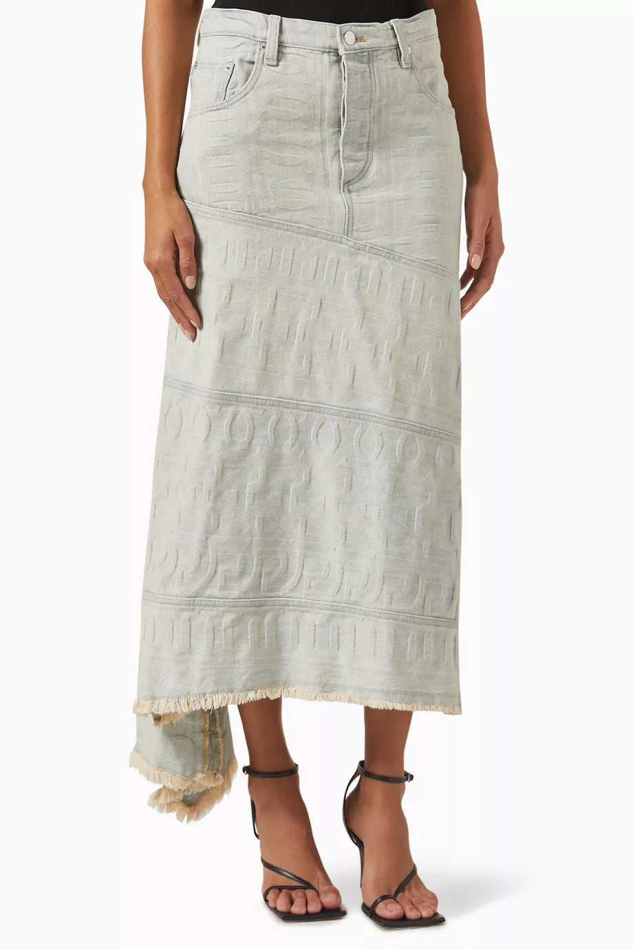 Jupe Monogram asymétrique en denim - Bleu