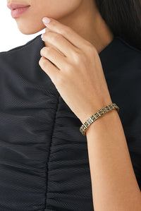 Engraved Monogram bracelet in brass - Aged Gold
