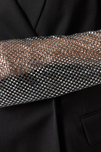 Short wool dress with rhinestone sleeves - Black