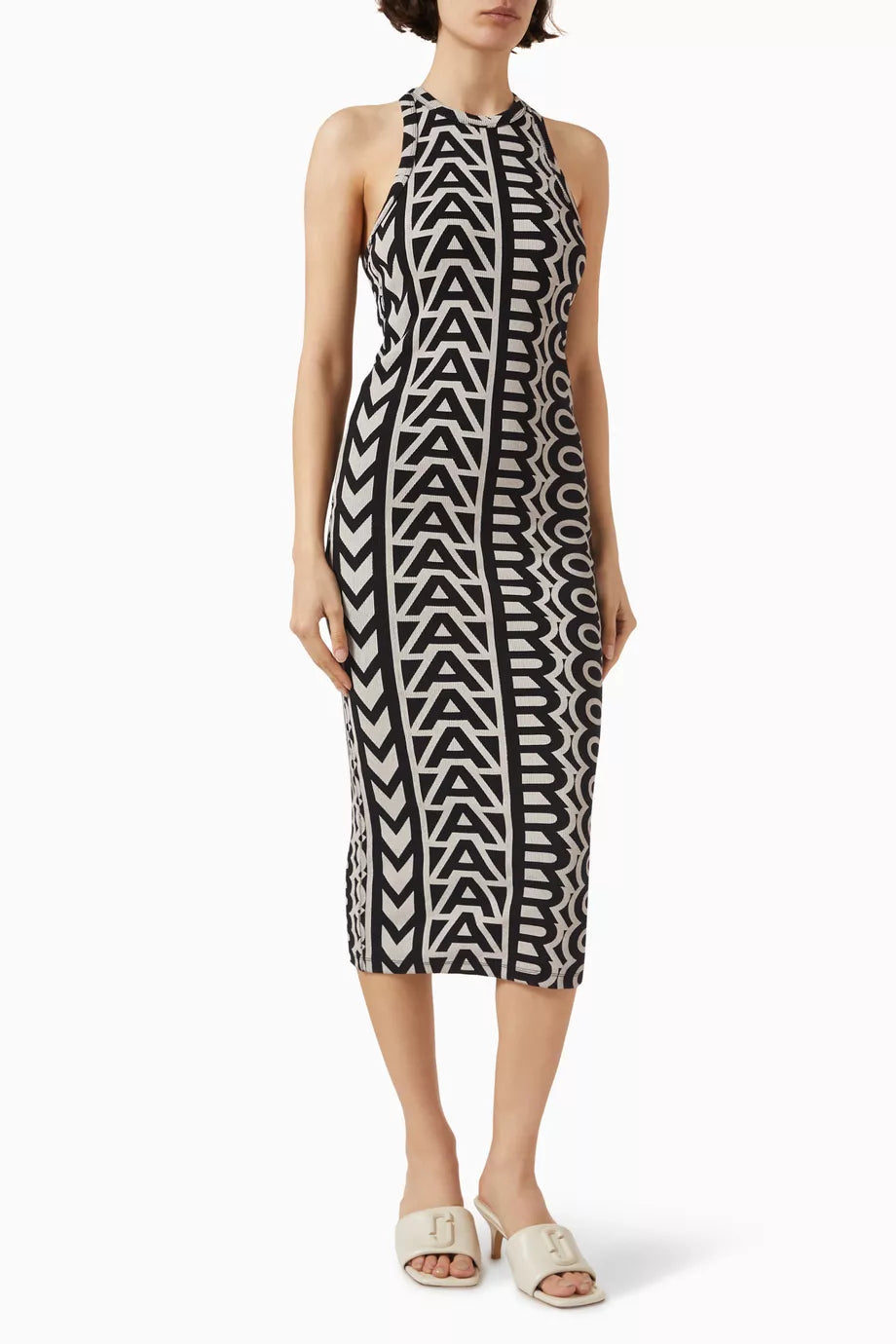 Robe Monorgramme racer à côtes - Black & Ivory