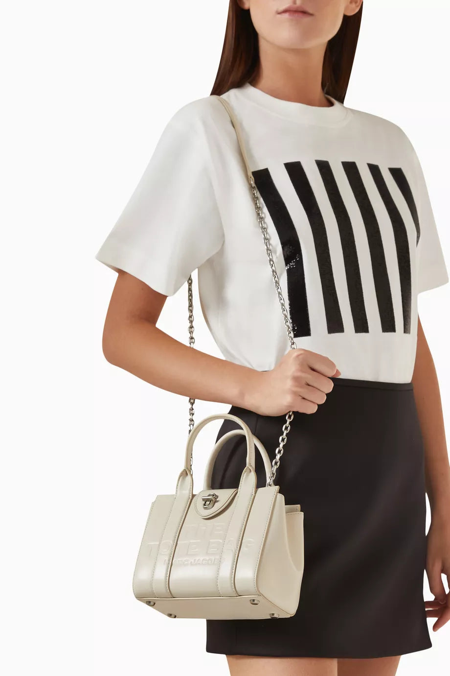 PAS INFO   Sac à bandoulière en cuir - Cloud White