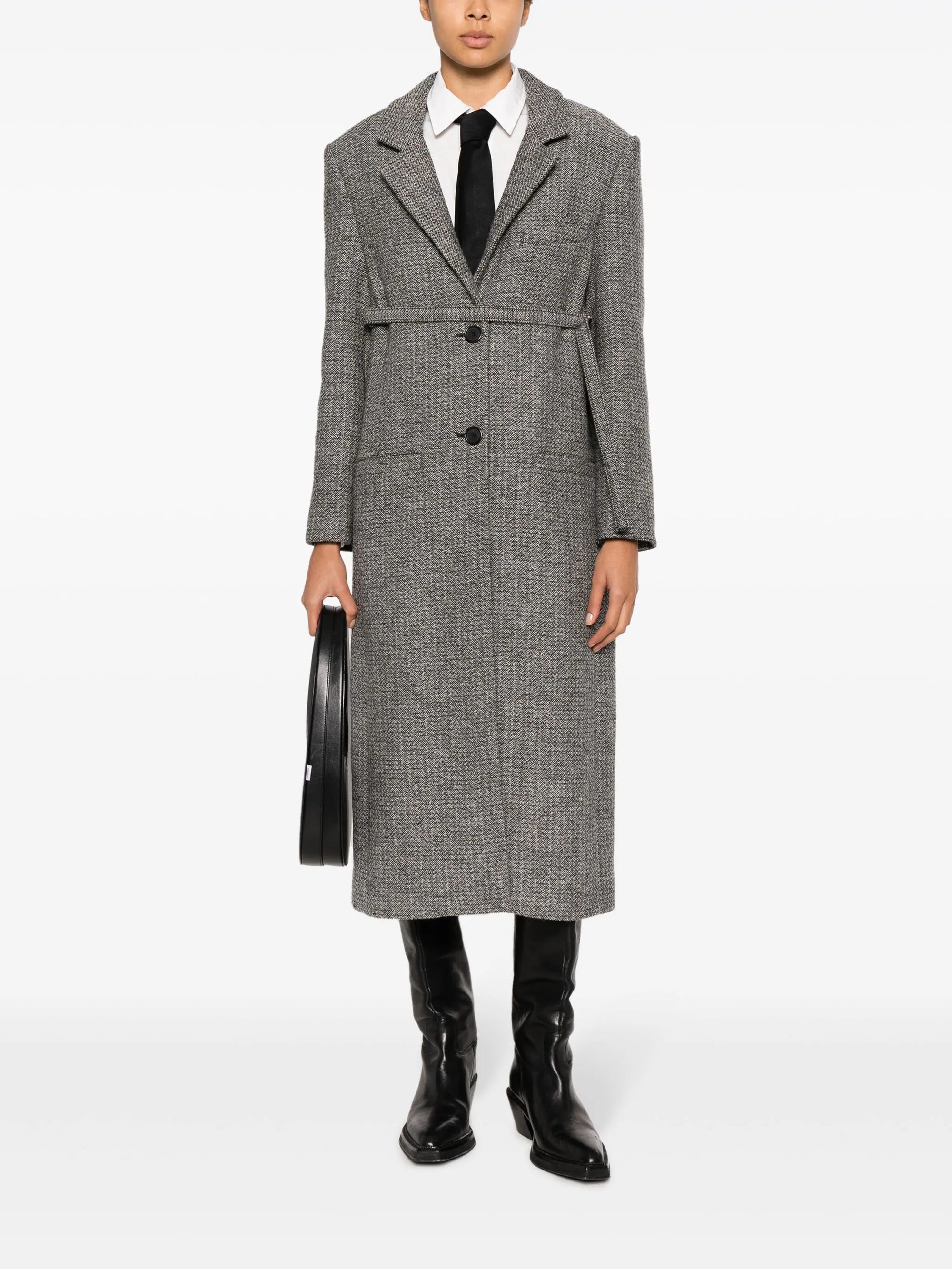 7pcs RELIQUAT 690€ / Manteau strap en laine caviar - Black & White