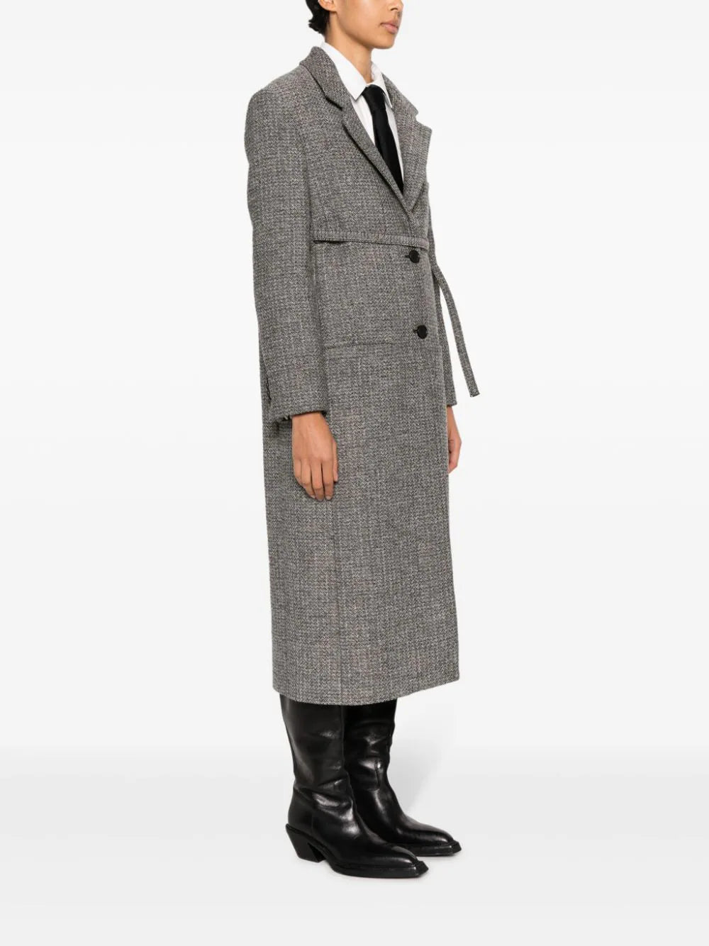 7pcs RELIQUAT 690€ / Manteau strap en laine caviar - Black & White
