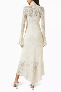 Robe manches longues en dentelle - Ivory