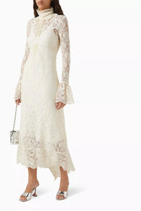 Robe manches longues en dentelle - Ivory