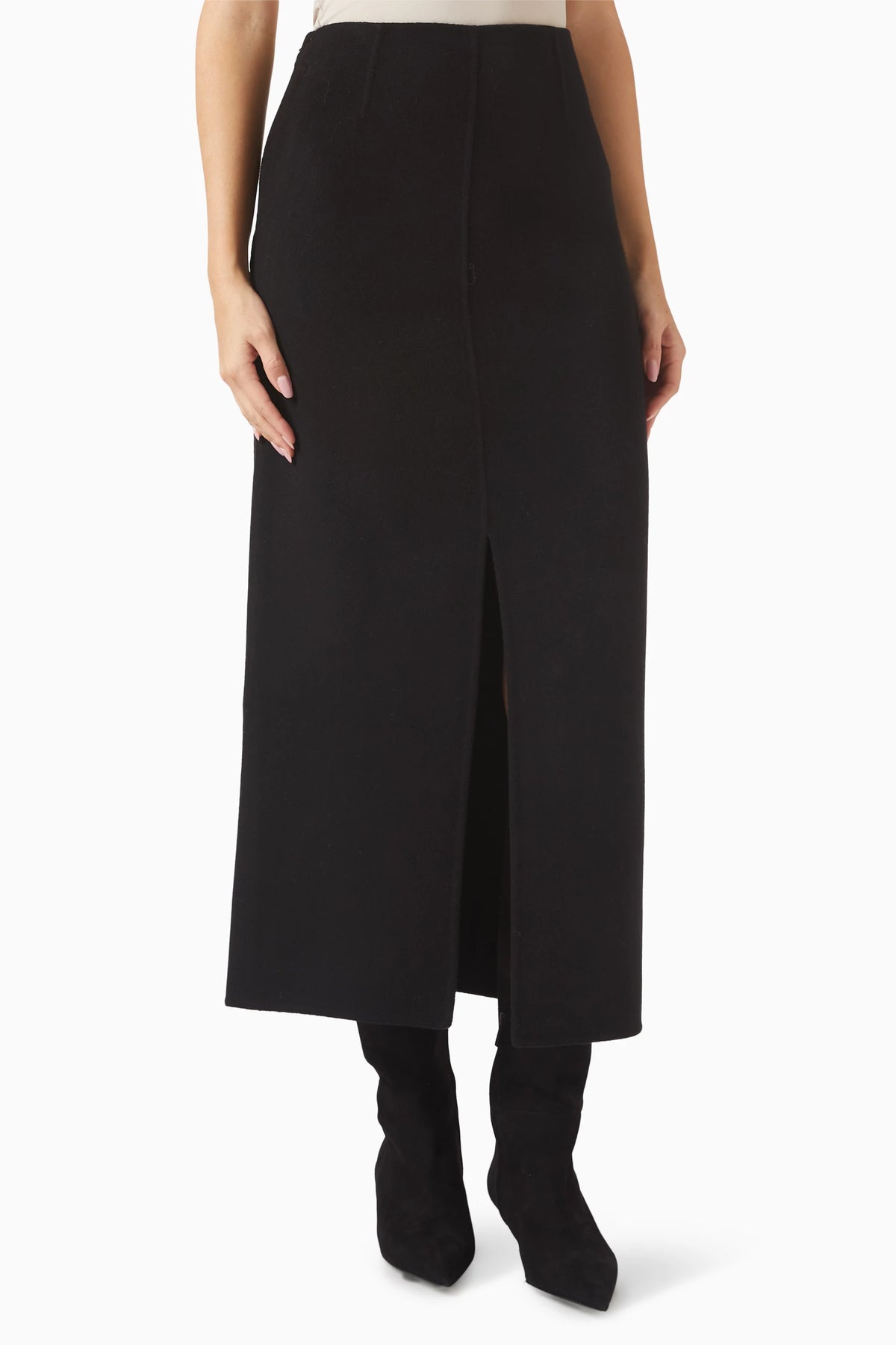Jupe tissée en laine - Noir