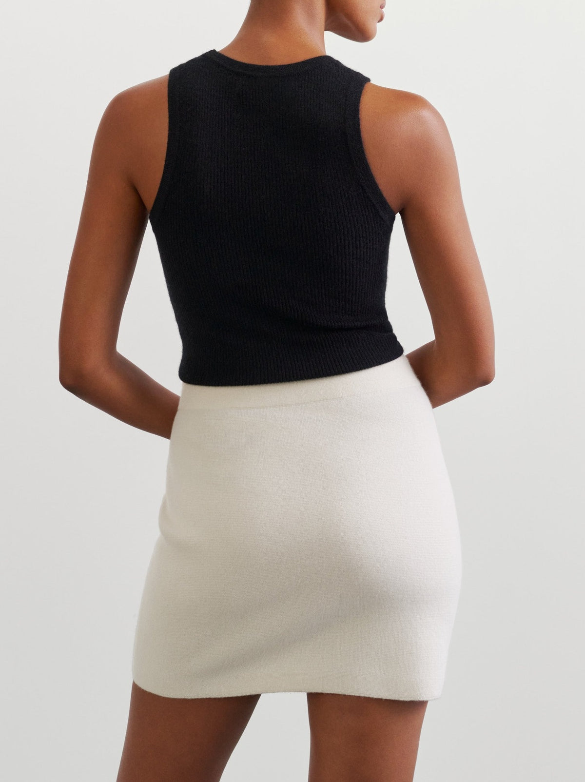 Jupe maille double en cachemire - Blanc