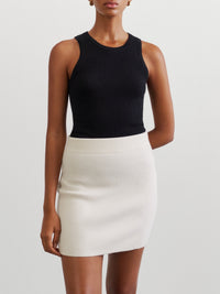 Jupe maille double en cachemire - Blanc
