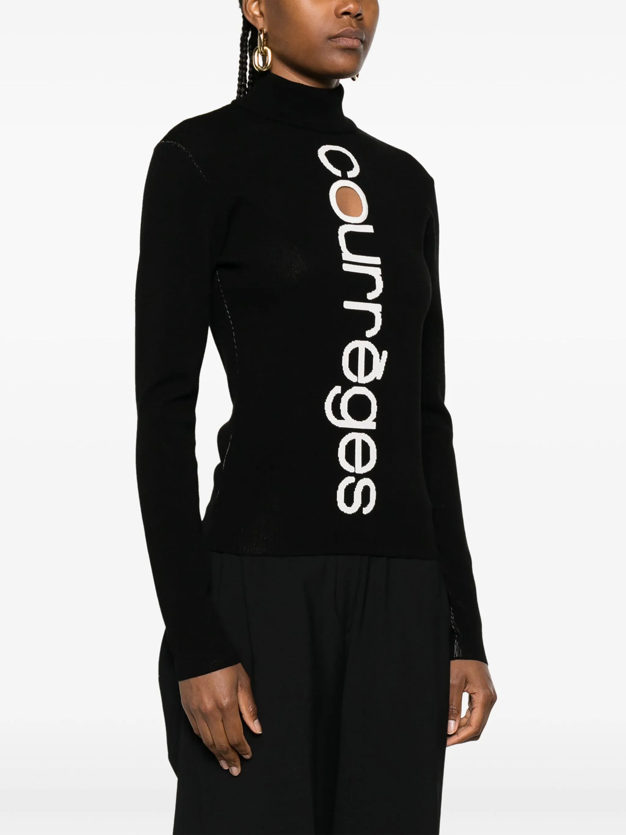 37pcs RELIQUAT 220€ / Pull courrèges intarsia - Black & Heritage white