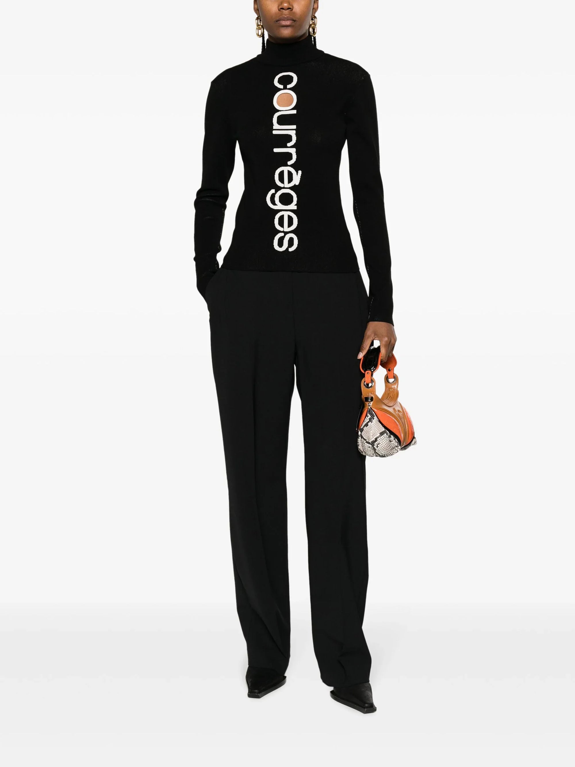 37pcs RELIQUAT 220€ / Pull courrèges intarsia - Black & Heritage white