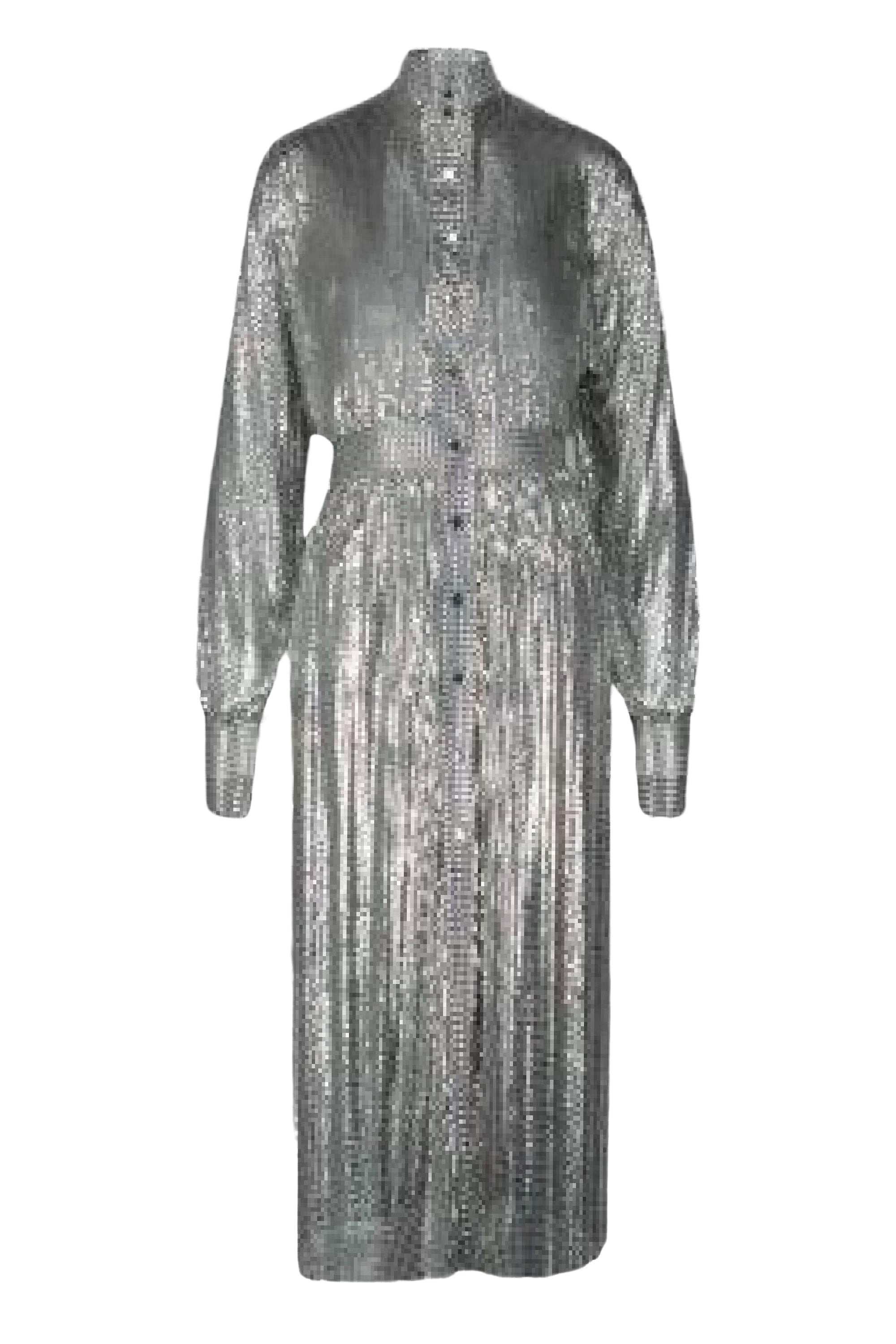 Sparkling long-sleeved dress - Silver
