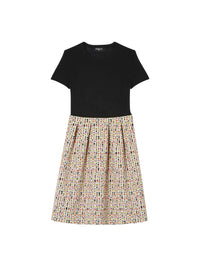 Wool jacquard print dress - Multicoloured
