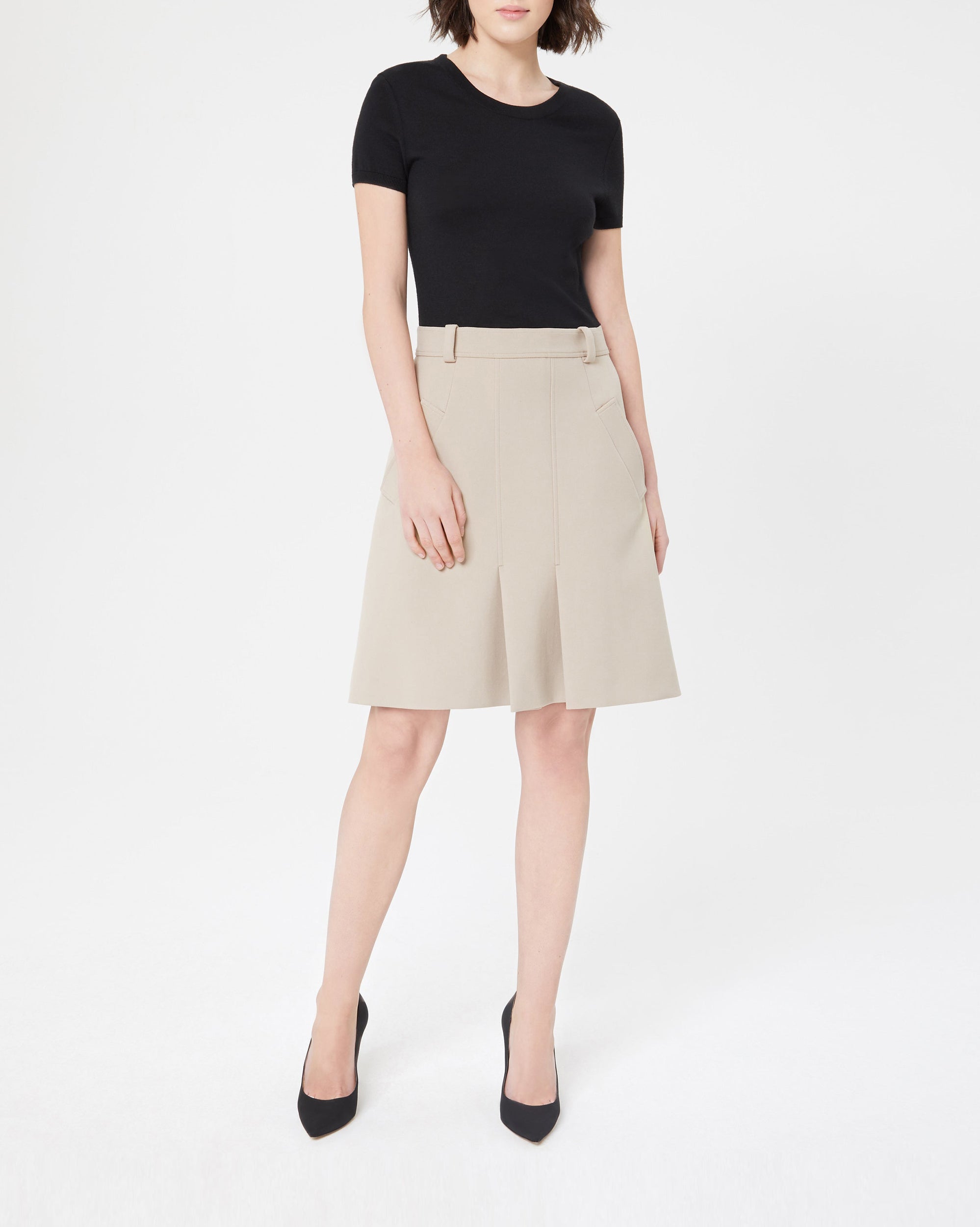 BEIGE ROBE BI-MATIERE