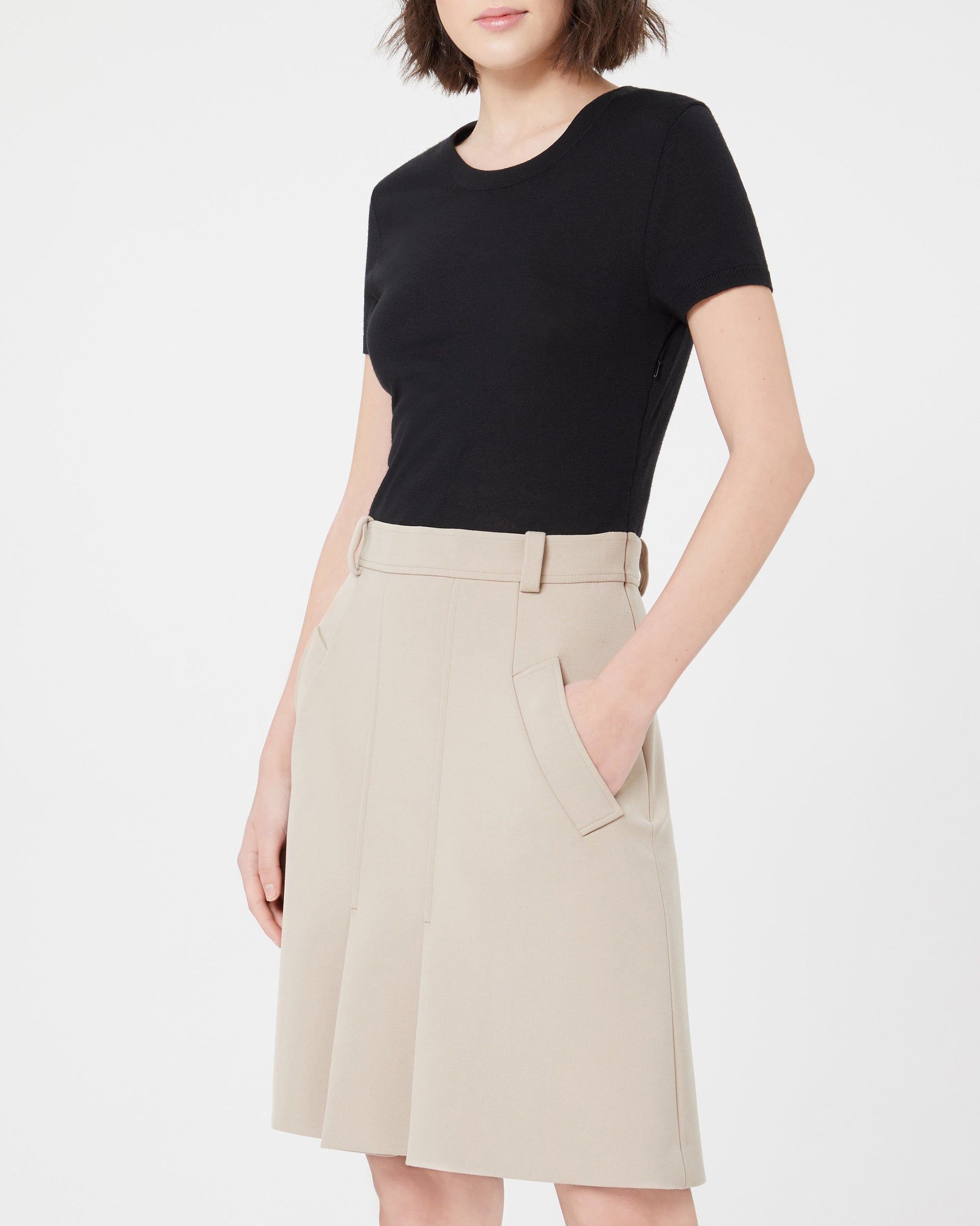 BEIGE ROBE BI-MATIERE