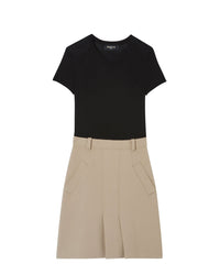 BEIGE ROBE BI-MATIERE