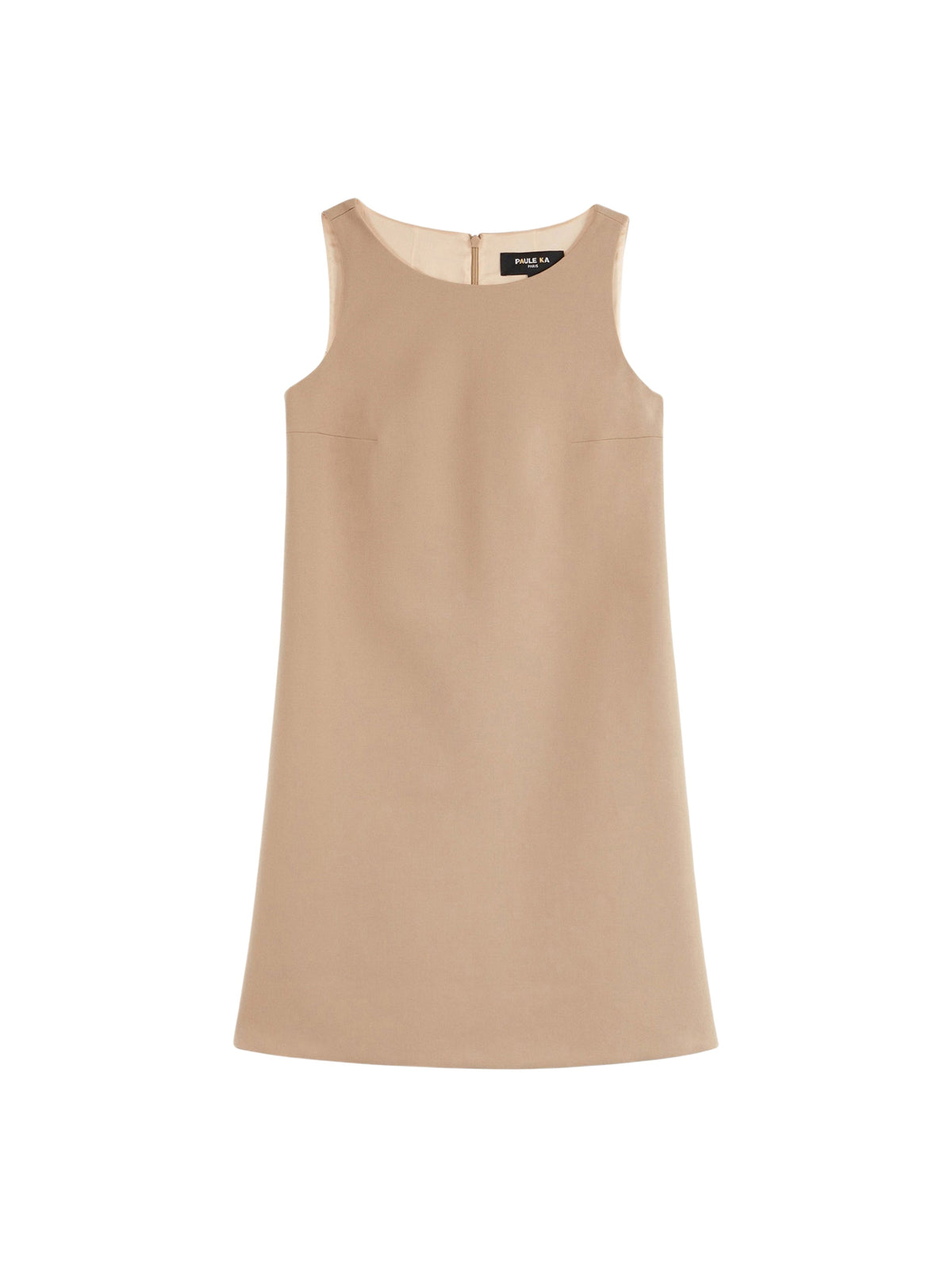 Sleeveless A-line dress - Beige