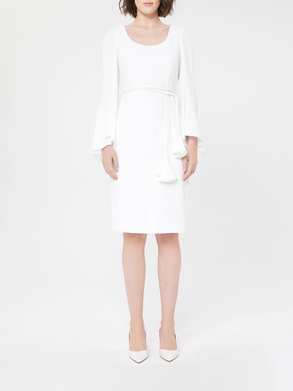 Mid-length belted dress - Off-white
