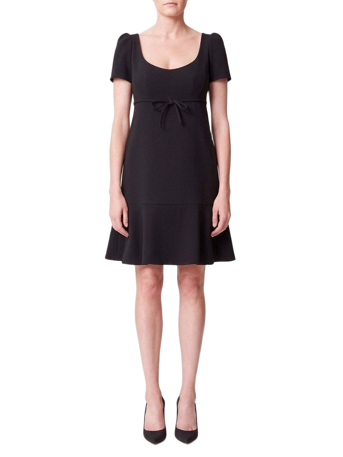 Short dress with a bow and ruffled hem - Black
