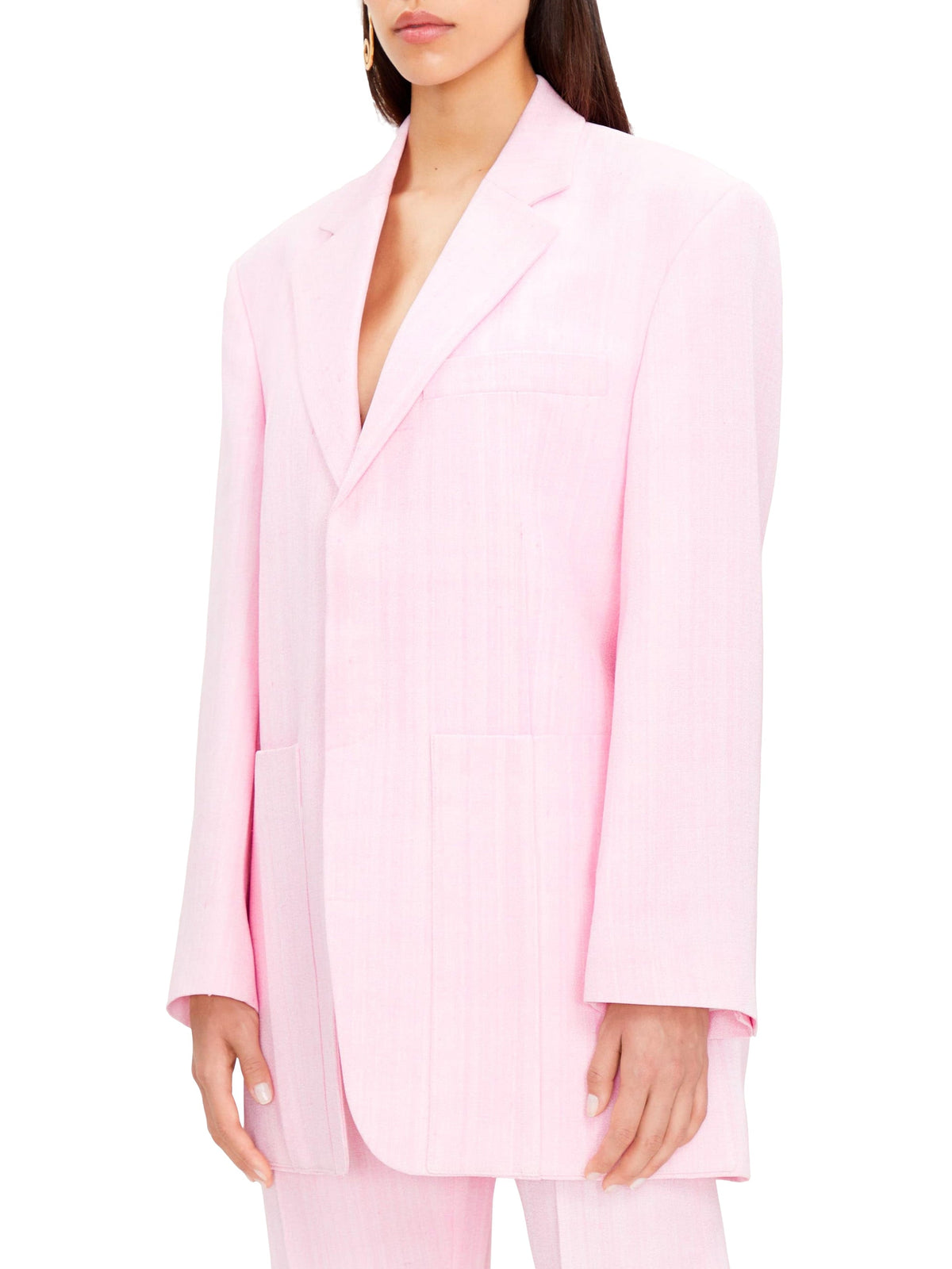 220€ / 0 sold //1 QTY / ST0%   Blazer à poche en soie mélangée - Light Pink