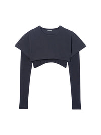 55€ / 19 sold //42 QTY / ST45%   T-shirt court à sûrpiqures - Black