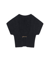 Cardigan Neva à logo métallique en maille - Black
