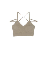 Débardeur Aneto à col V en lin - Light Khaki