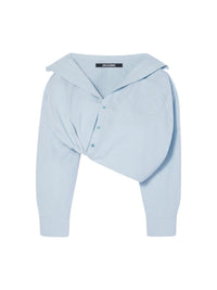 90€ / 10 sold //46 QTY / ST22%   Chemise asymétrique Mejean en lin mélangé - Light Blue