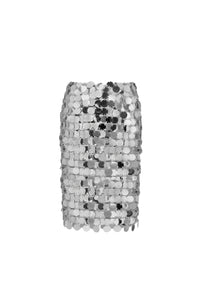THE SILVER SPARKLE DISCS MIDI SKIRT