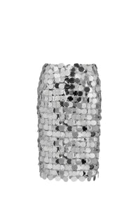 THE SILVER SPARKLE DISCS MIDI SKIRT