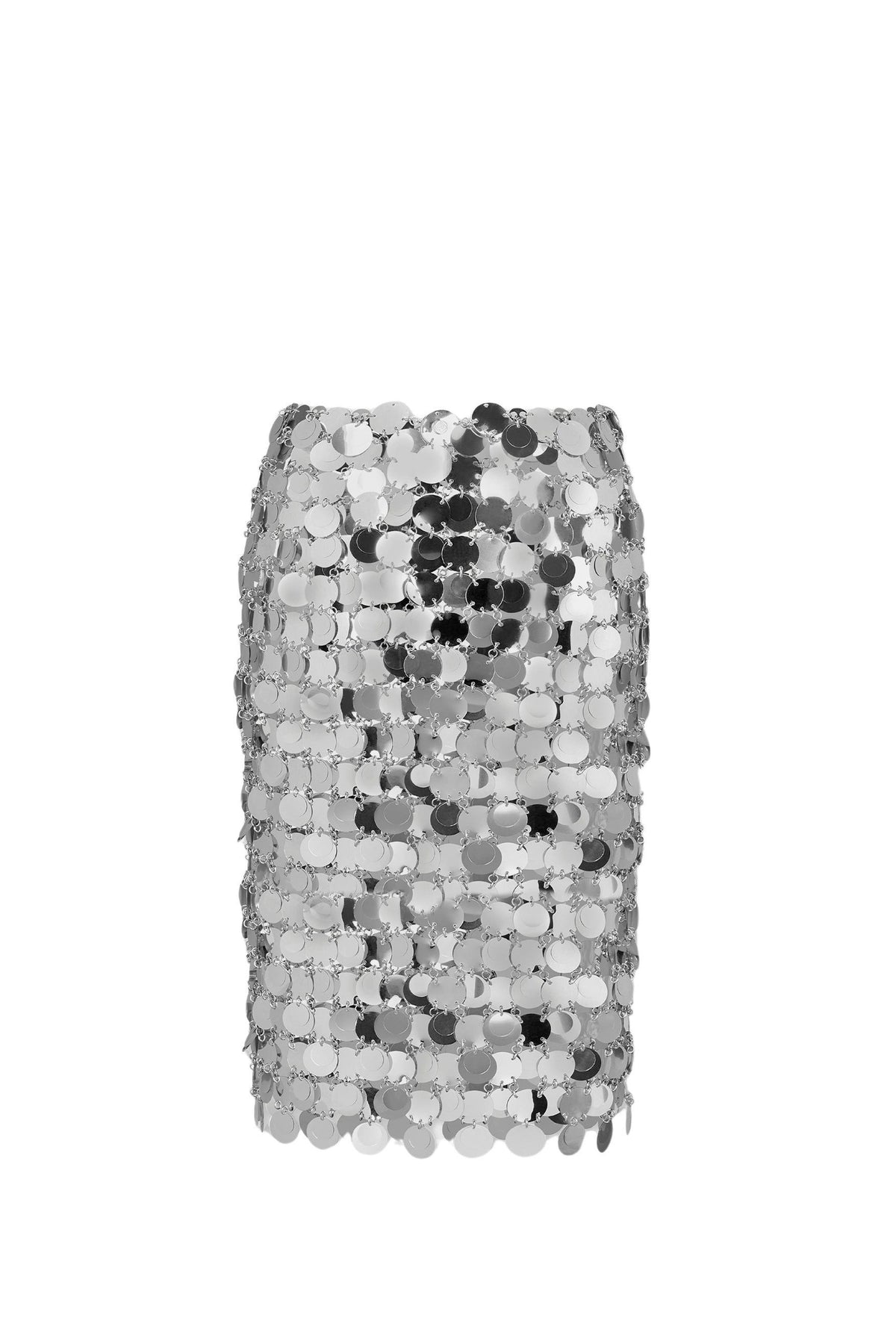 THE SILVER SPARKLE DISCS MIDI SKIRT