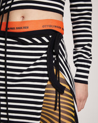 Les Marins striped split skirt - White & Navy