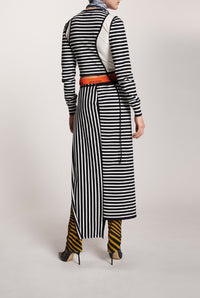 Les Marins striped split skirt - White & Navy