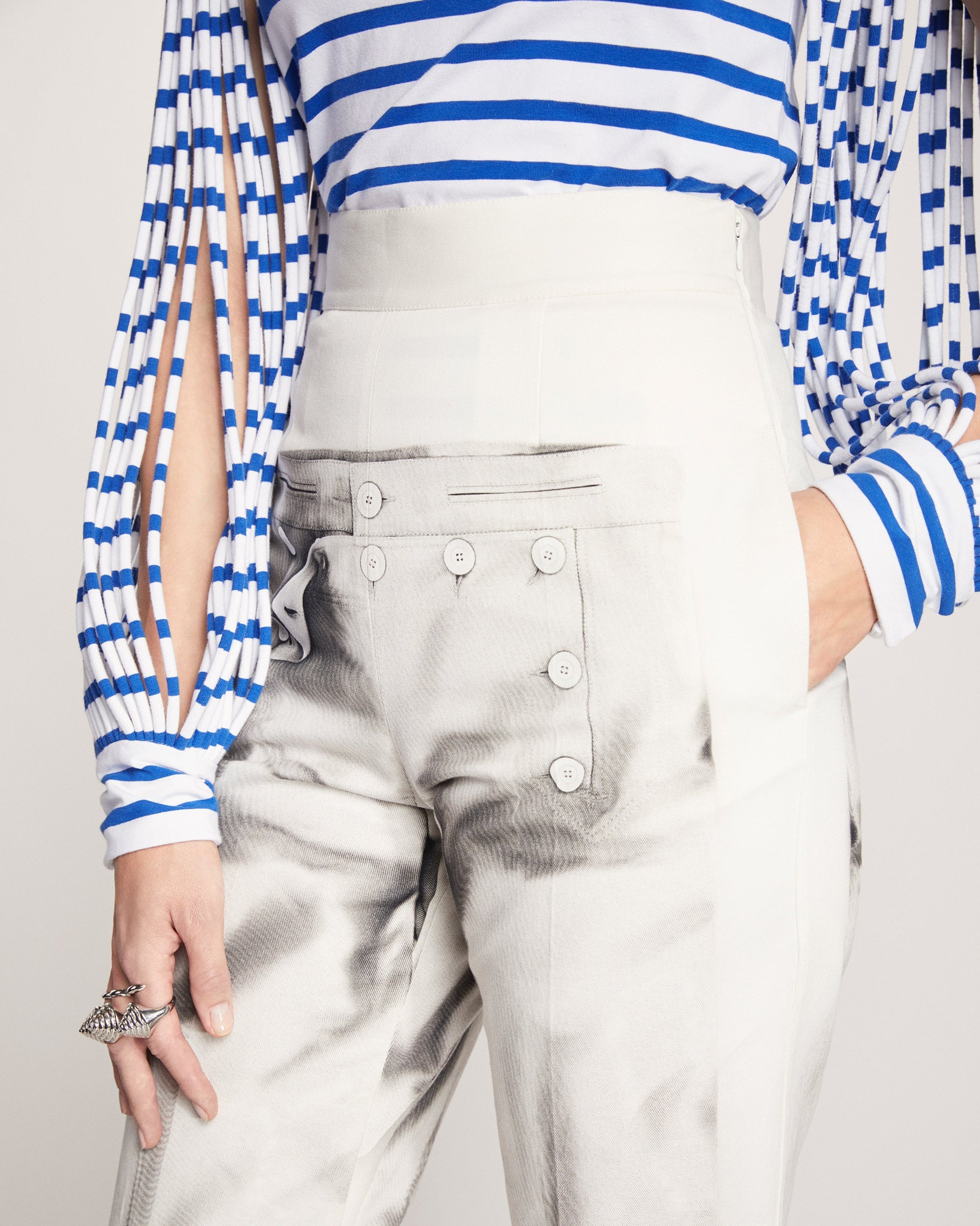 Pantalon Les Marins imprimé - White & Black