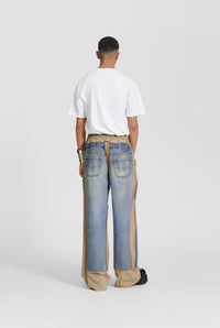 Pantalon à taille élastiquée en laine - Beige & Blue