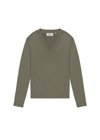 V-neck jumper in wool and cashmere - Sage