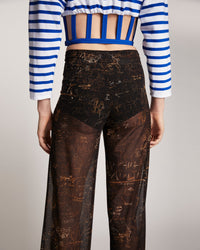 Pantalon Les Marins en tulle - Black & Brown & Écru