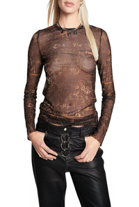 T-shirt Les Marins en tulle - Black & Brown & Ecru