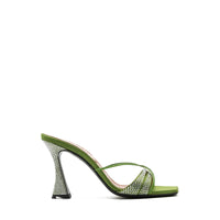 Mules Lust 85 - Green satin
