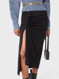 Mid-length slit skirt - Black