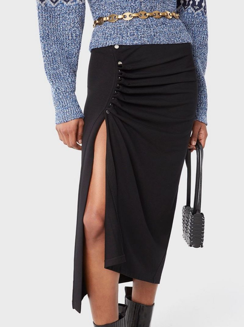 Mid-length slit skirt - Black