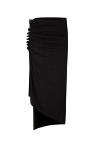 Mid-length slit skirt - Black