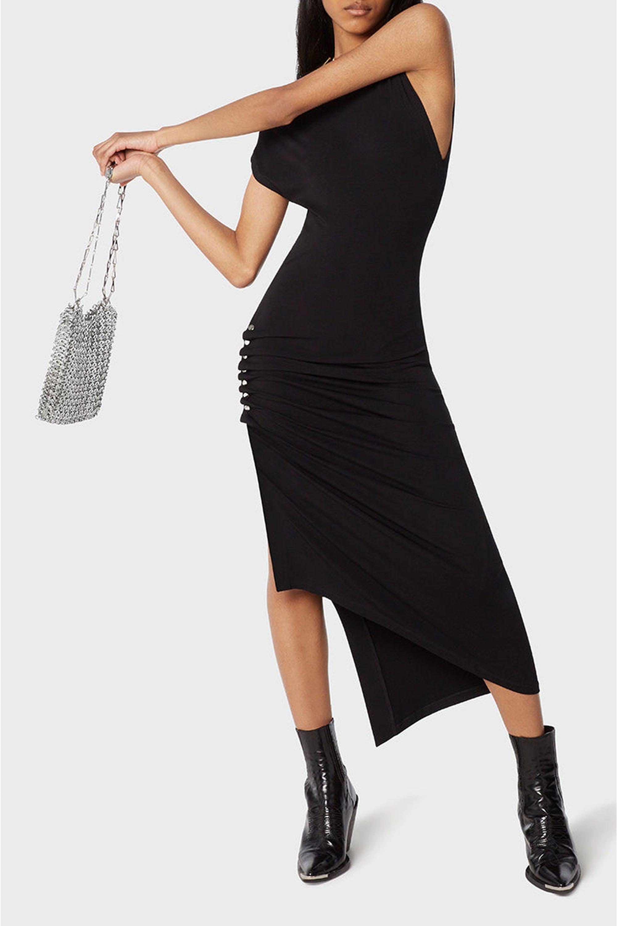 Robe mi-longue drapée - Black