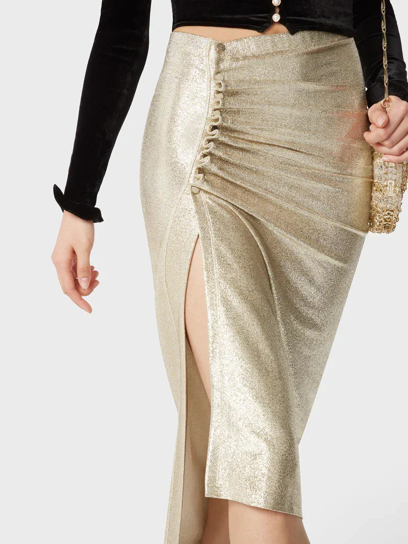 Jupe fendue mi-longue scintillante - Silver & Gold
