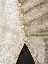 Top drapé à manches longues scintillant - Silver & Gold