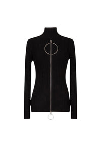 Cotton ribbed top - Black